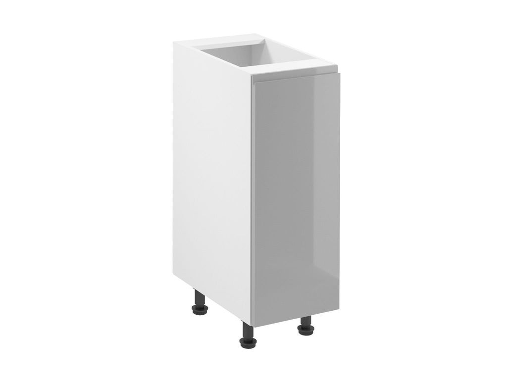 Küchenunterschrank 30 cm küchenmöbel mit 1 Tür, Aspen D30 Grau/Hochglanz