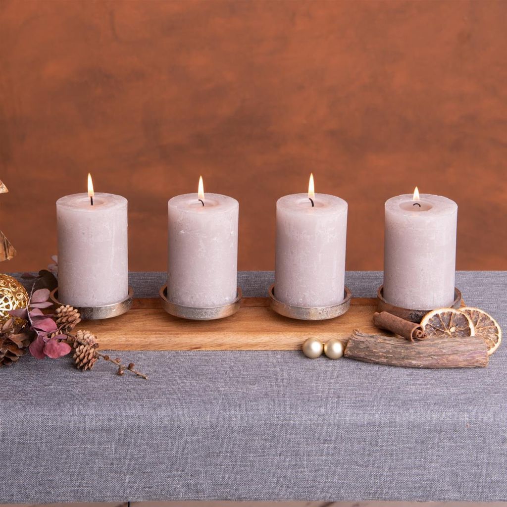 Adventskranz Holz für 4 Stumpenkerzen Advent Kerzenhalter Produktbild 