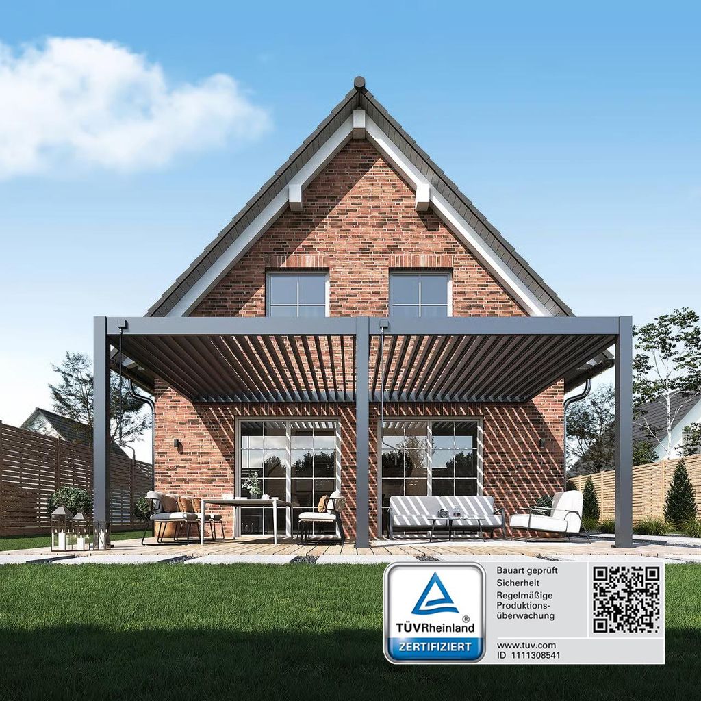Deluxe Plus Wand Pavillon Terrassenüberdachung Aluminium 4 x 6 M