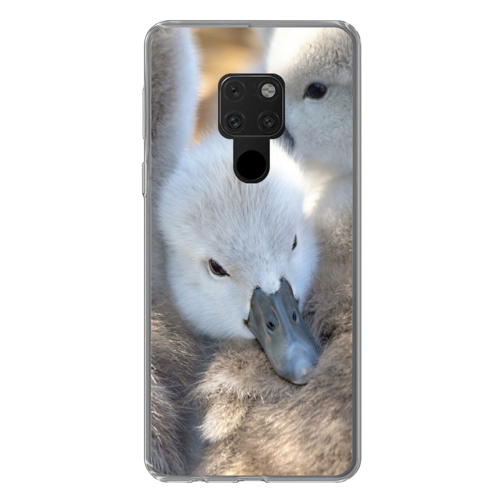 MuchoWow Handyhülle Schutzhülle Hülle für Huawei P40 Lite Schwäne - Licht - Küken Silikon Softcase Handy Hülle - Handy