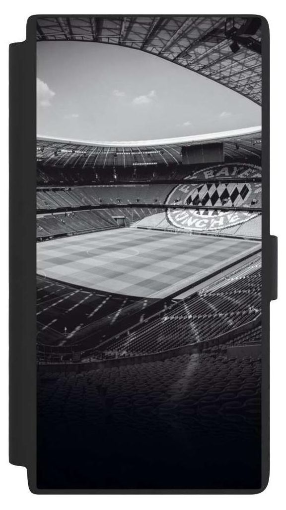 NIVOCASE Klapphülle für Samsung Galaxy S24 Ultra Handyhülle aus Kunst Leder NIVOflip schwarz FC Bayern München FCB Stadion