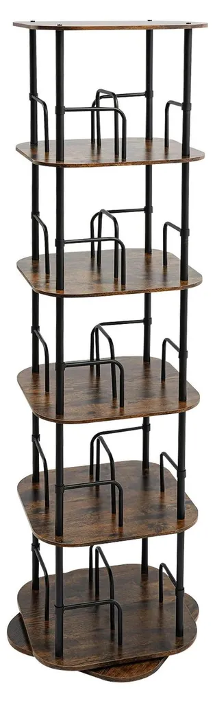 Bibliothèque tournante 5 niveaux bois fer vert espacement 30 cm