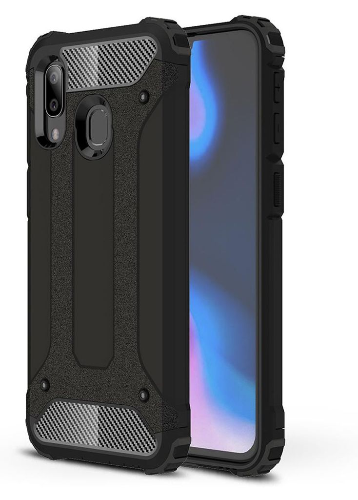 Techsuit Hybrid Armor Back Cover Hülle für Samsung Galaxy A40 - Schwarz
