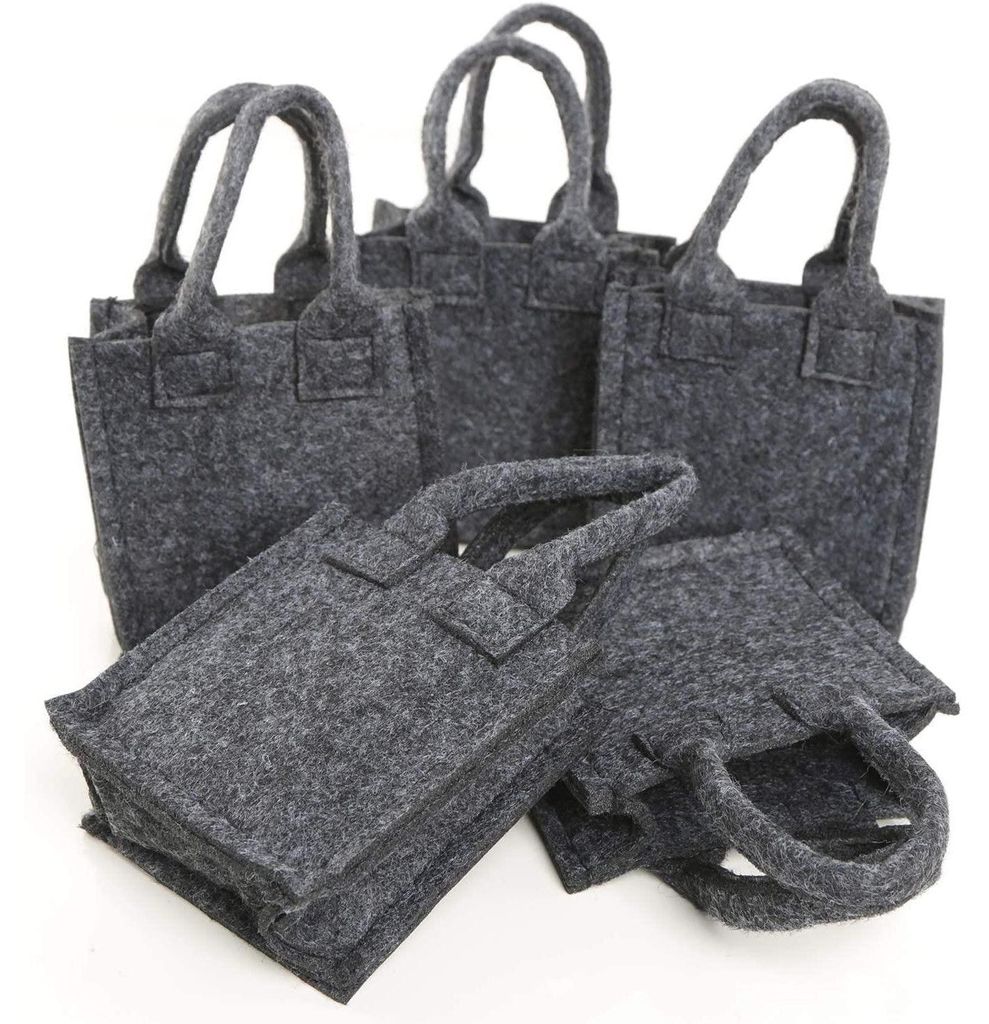 5 kleine Filztaschen -  10 x 5 x 10 cm dunkelgrau - Mini Produktbild 