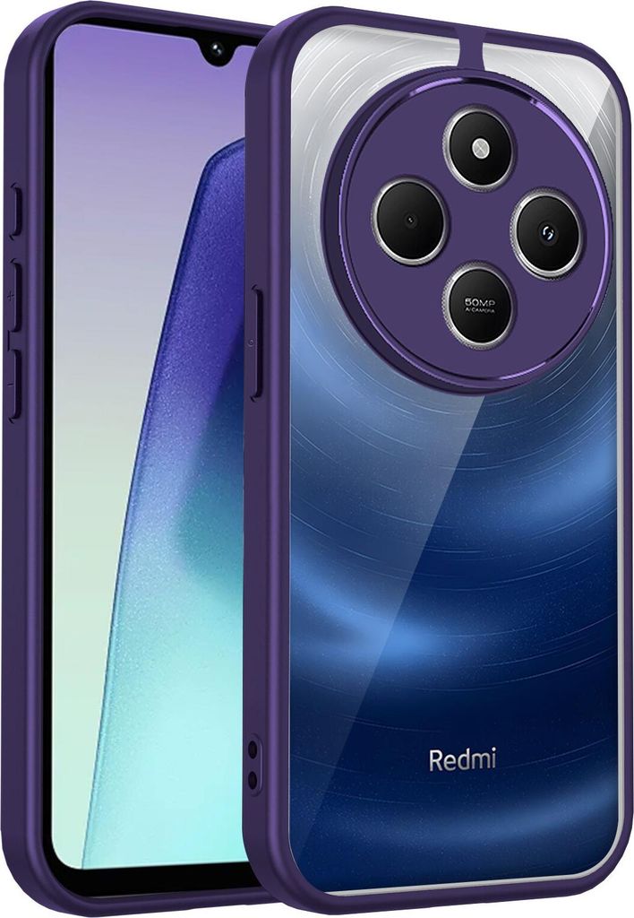 Hülle für Xiaomi Poco C75 4G/Poco C75 5G/Poco M7 Transparente Rückseite TPU Bumper Stoßfest Handyhülle Lila