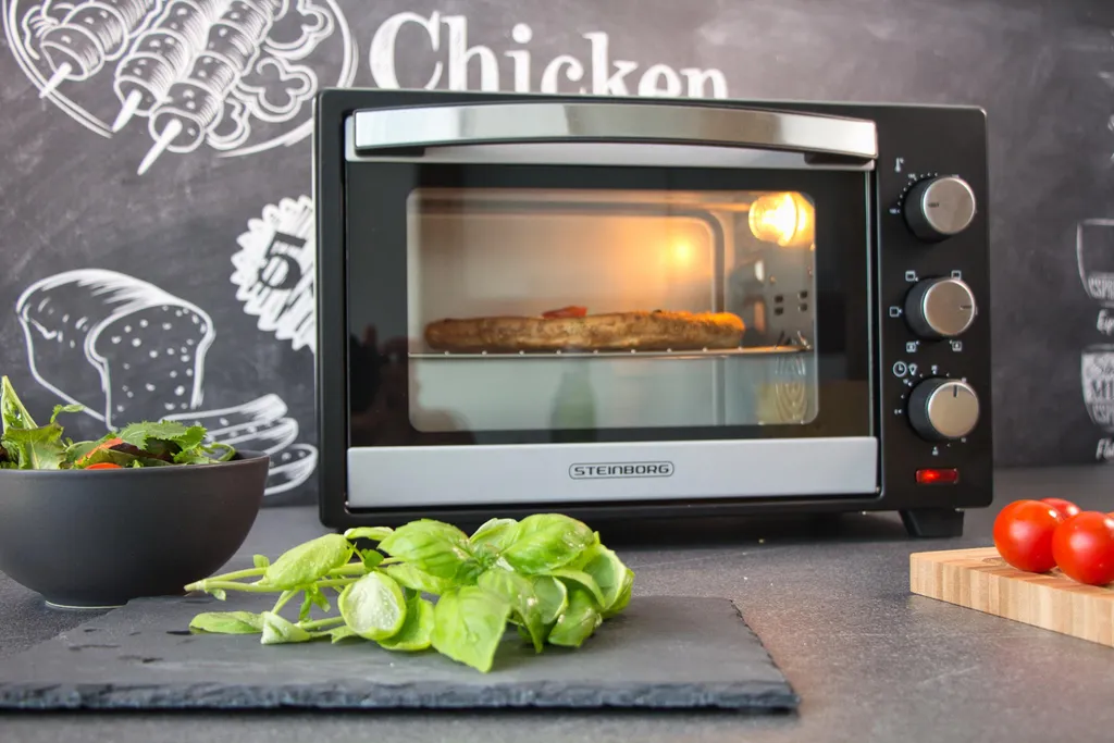 Steinborg Mini-four 25L 1600W Argent - Four à Pizza 3-en-1 Convection - 22