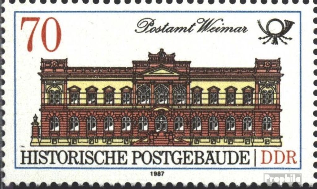 Briefmarken DDR 1987 Mi 3069I, offenes W (Feld 5) gestempelt Hist. Postgebäude