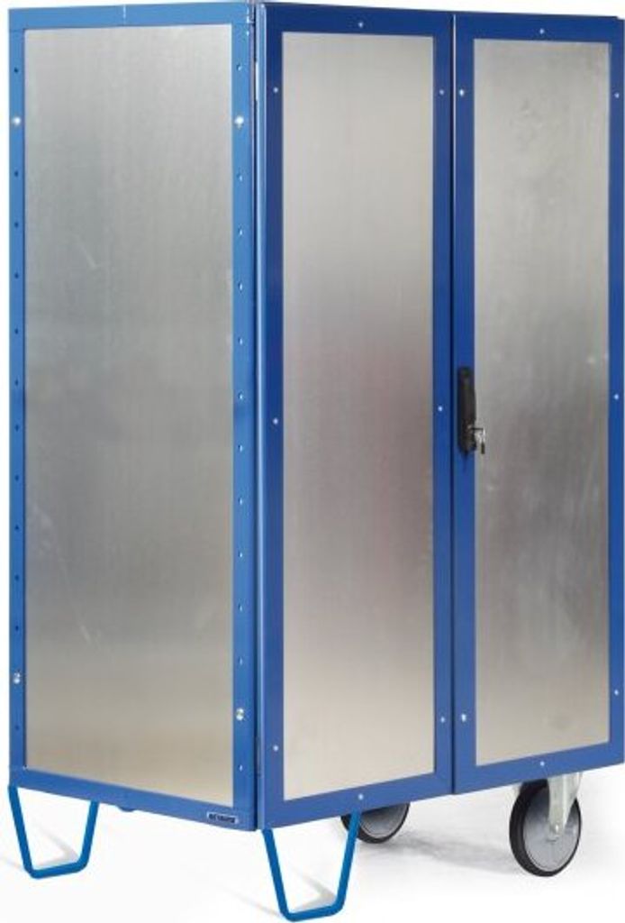 Bako Logistiksysteme Schrankwagen R600 mit Stahlblech- Verkleidung, Türen, 2 Füßen und Rollen 1050x680mm