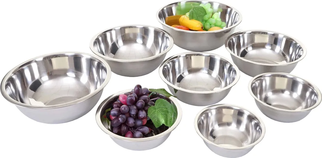 Saladier de service 8 pièces en acier inoxydable bols empilables