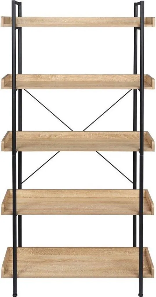 Bibliothèque de rangement 5 étagères en bois MDF chêne clair 170x60cm