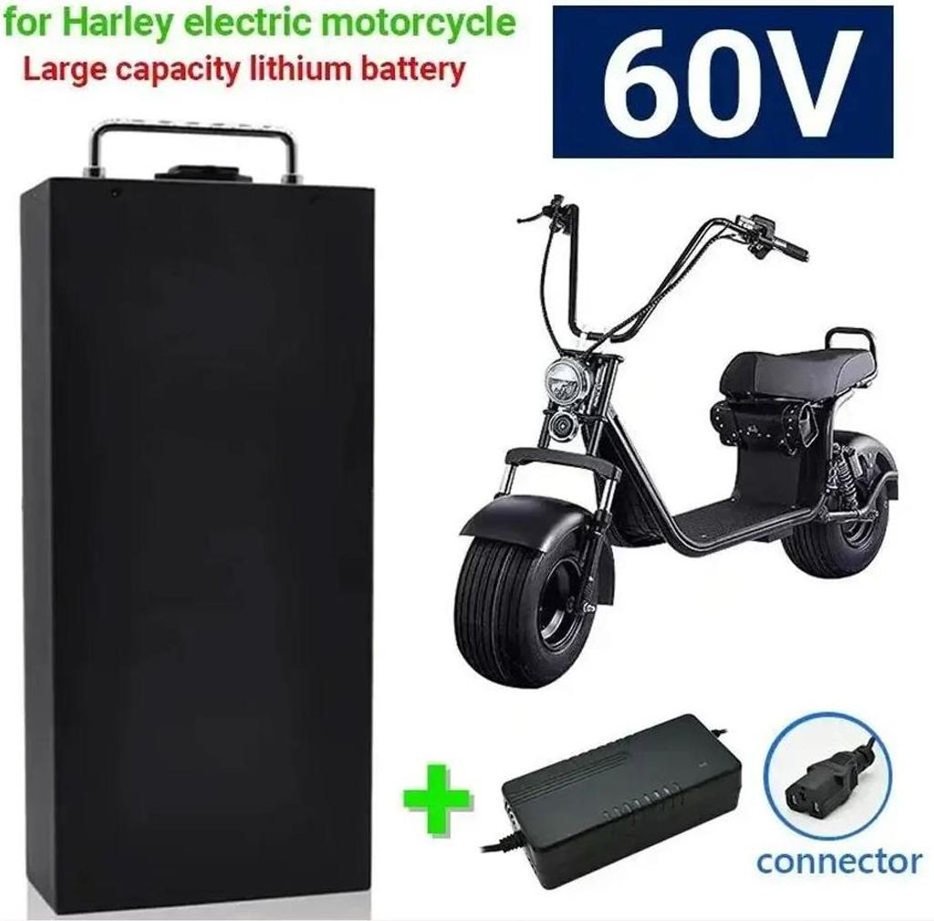Li-Ion Akku für Citycoco E-Scooter/E-Motorrad - 60V 40Ah Akku-Pack - 18650 Zellen - Wasserdicht - Mit Ladegerät - Transparent
