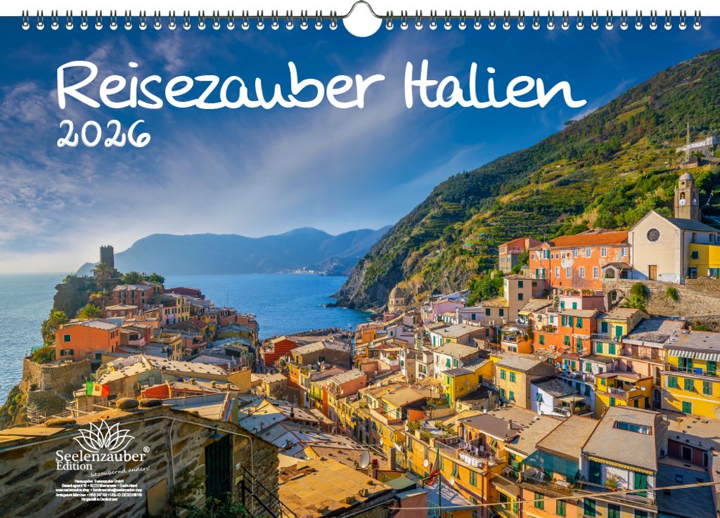 Reisezauber Italien DIN A3 Kalender für 2026 Rom Urlaub Strand Meer Mediterran Italien - Seelenzauber
