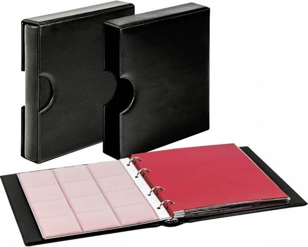 Lindner 1106EK-S Set: karat-Münzalbum CLASSIC mit Schutzkassette mit Griffmulden, schwarz