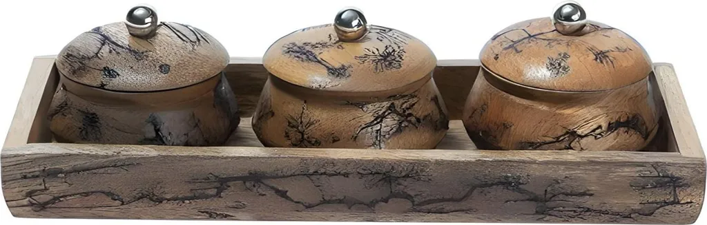 Idea Regalo Sostenibile: Set Vassoi e Barattoli in Legno Massiccio