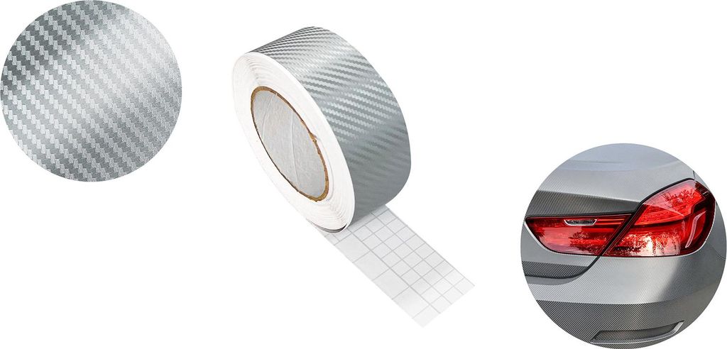 Carbon Folie 5x1500 cm - Carbon 3D Silber - Carbonfolie matt mit Luftkanal-Kleber und UV-Schutz - Selbstklebend Autofolie für Innen und Außen - A...