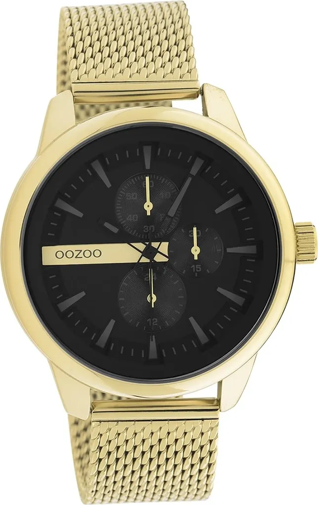 Oozoo orologio da uomo a maglia metallica orologio analogico al quarzo bracciale oro Timepieces D2UOC11017