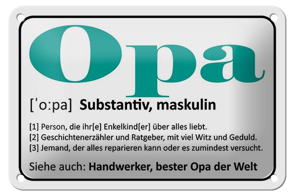 Blechschild Spruch 18x12cm Opa Handwerker bester Opa Welt