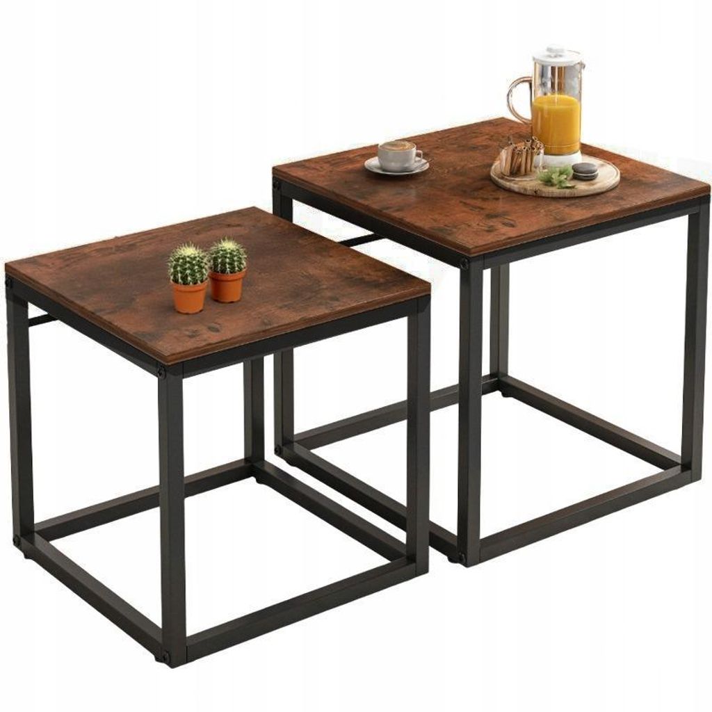 Table basse, ensemble de tables 2en1, loft, brun foncé Image du produit 