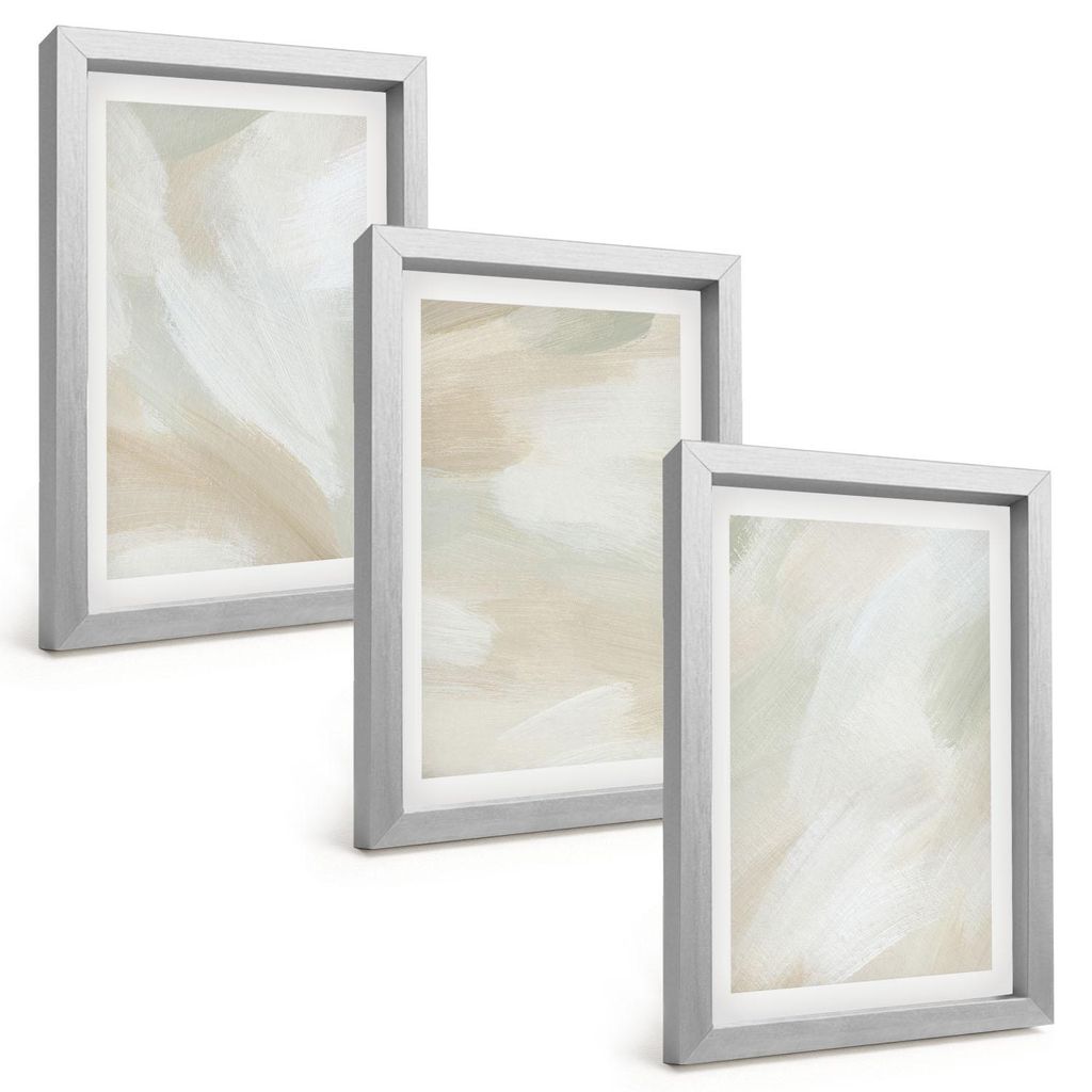 Bilder Set 3-teilig im silbergerahmten Rahmen – Wandbilder 3 Stück – gerahmte Poster für Wohnzimmer, Schlafzimmer und Flur – 20x30 cm – M...