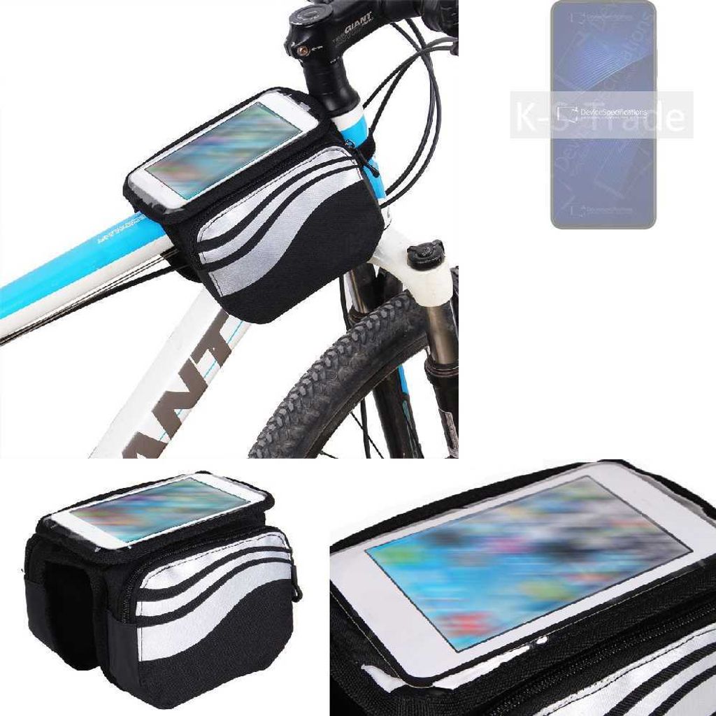 K-S-Trade Rahmentasche Fahrrad-Halterung kompatibel mit ZTE Axon 41 5G Rahmenhalterung Fahrrad Handyhalterung Fahrradtasche Handy Smartphone Halterung