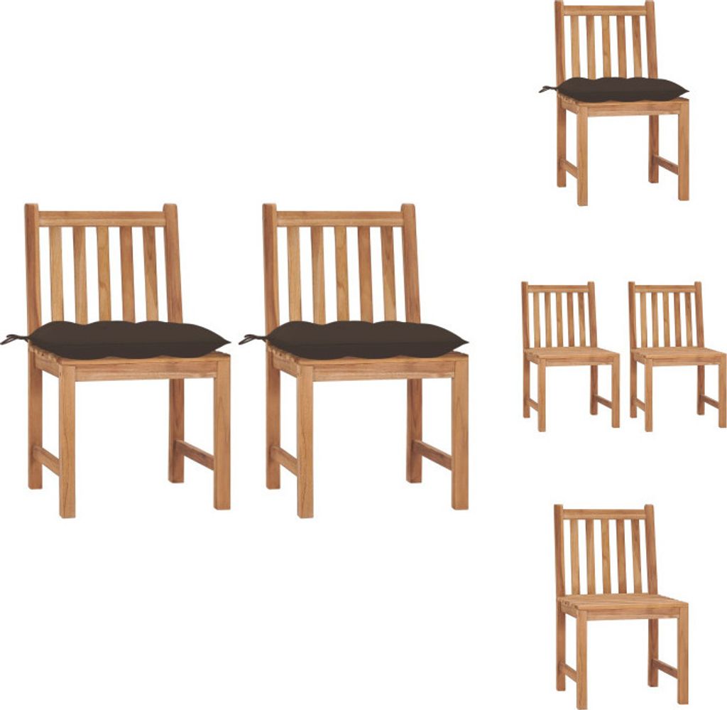 vidaXL Gartenstühle 2 Stk. mit Kissen Massivholz Teak - Gartenstühle
