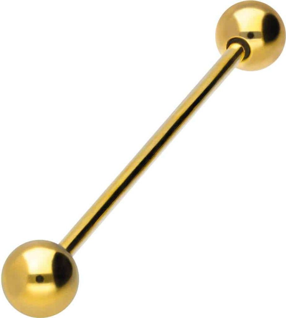 Zungenpiercing, Intim-Piercing Chirurgenstahl Barbell Gold Stablänge: 36mm + Stabstärke: 1,6mm + Kugelgröße: 6mm