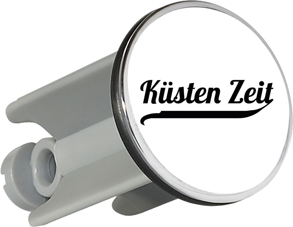 Huuraa Waschbeckenstöpsel Küsten Zeit Schriftzug 4cm höhenverstellbar Abflussstopfen Geschenkidee