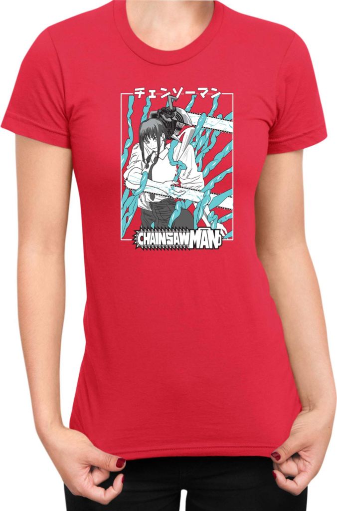 Damen T-Shirt Manga Japan Anime Comics Animation Chainsaw Anime manga Man 04, Lady XL / Rot