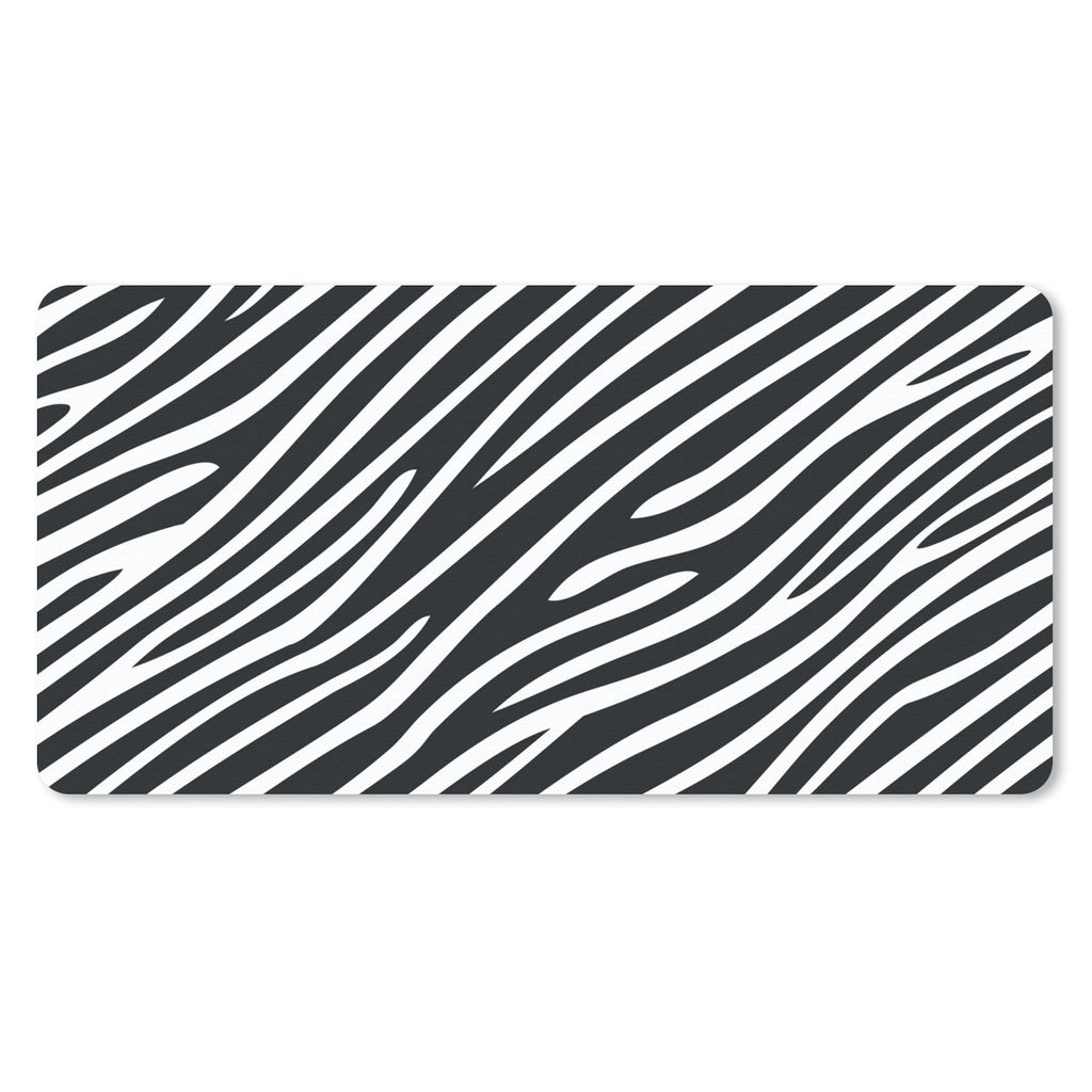 MuchoWow Schreibtischunterlage Tiermuster - Zebra - Schwarz 80x40 cm - XXL Mauspad - Gaming Mauspad