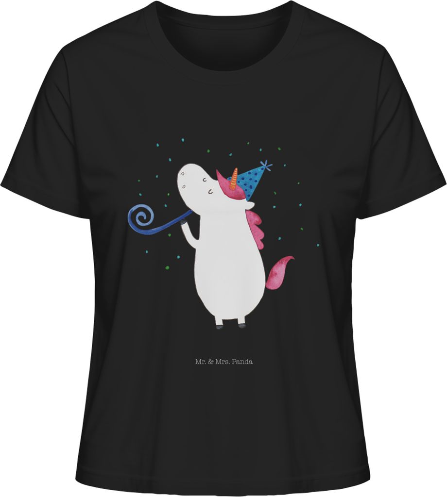 Mr. & Mrs. Panda Oberteil Damen Einhorn Party Größe M - Schwarz - Geschenk, T-Shirt, Feier, Unicorn, Basic Shirt, Geburtstag, Fest, für Frauen, ...