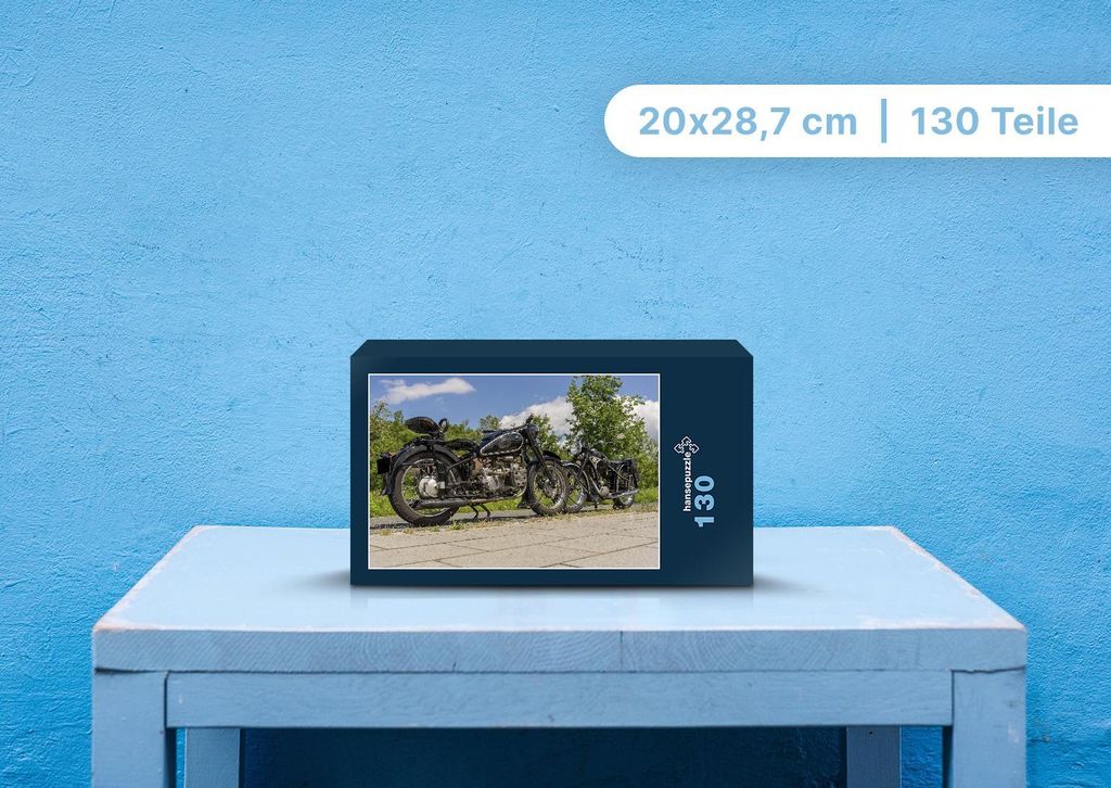 hansepuzzle 110070 - Motorrad Puzzle, 130 Teile, Fortbewegung, 28,7 x 20,0cm mit hochwertiger Aufbewahrung, Kartonbox & Beutel