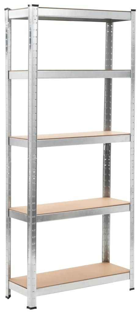 vidaXL Lagerregale mit 5 Böden 3 Stk. Silbern Stahl & Holzwerkstoff