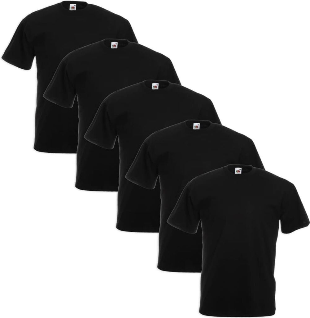 Fruit of the Loom Große Größe Valueweight T-Shirt 5 Stk. Schwarz 5XL