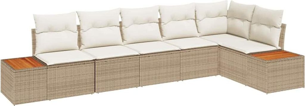 vidaXL Gartensofa-set mit Kissen 6 pcs Beige und Creme Polyrattan