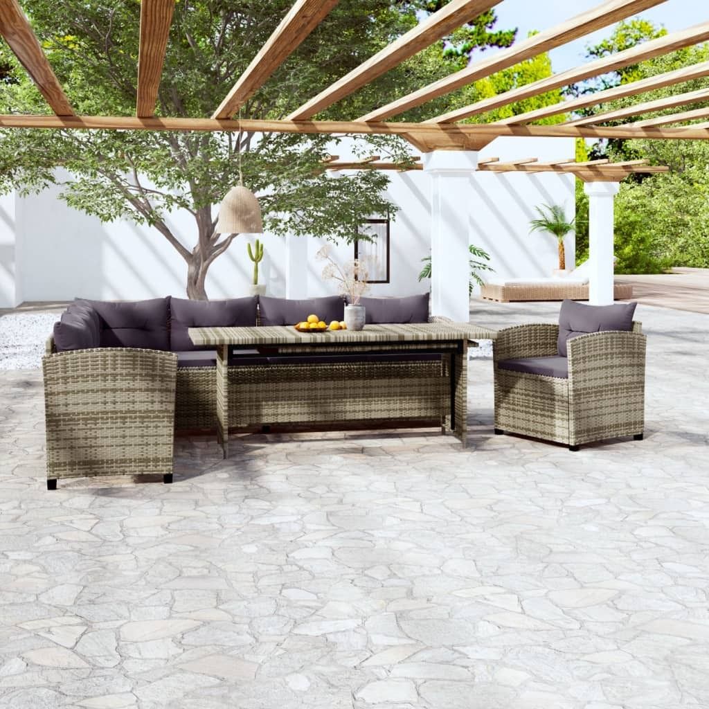 Maison Exclusive - 3-tlg. Garten-Lounge-Set mit Kissen Poly Rattan Grau