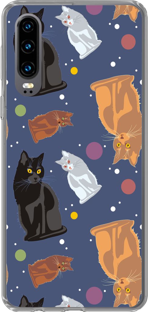 MuchoWow Handyhülle Schutzhülle Hülle für Telefoonhoesje Huawei P30 Muster - Katze - Weltraum - Jungen - Mädchen - Kinder - Kinder Silikon S...