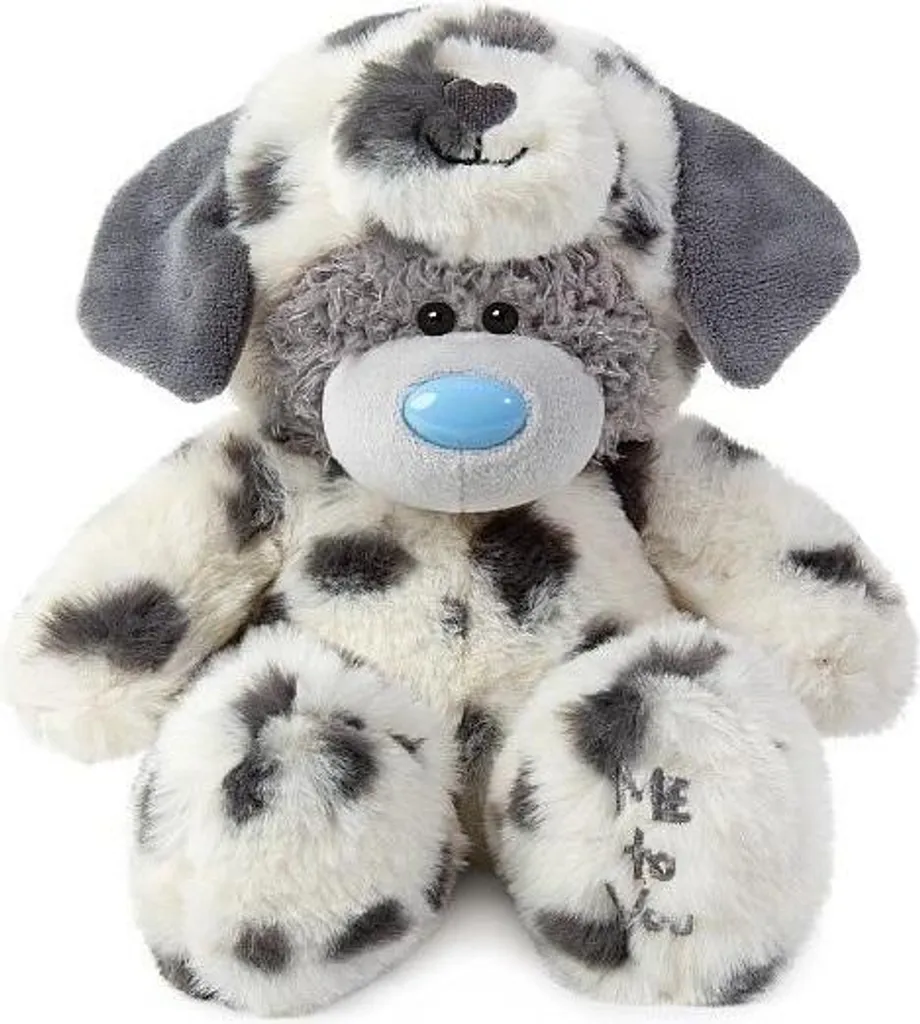 Ours peluche Dalmatien 22cm en coton soyeux - Finition premium noir