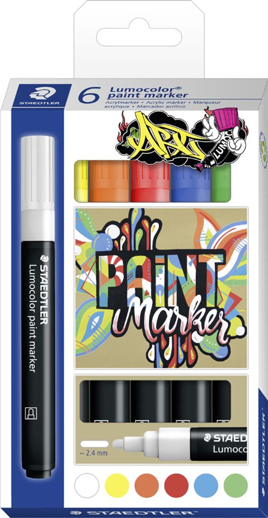 STAEDTLER Lumocolor Acrylmarker paint marker 6er Etui