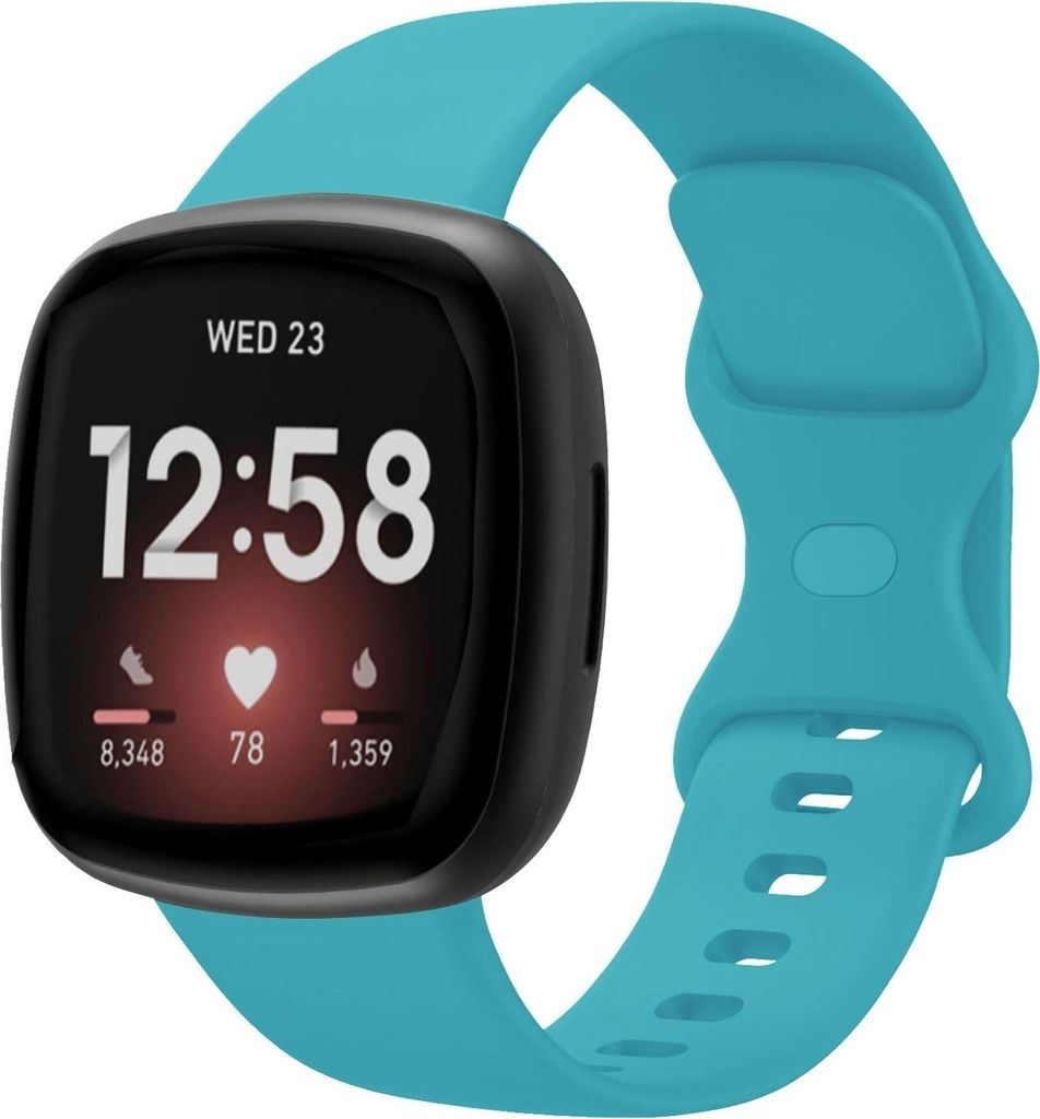 Strap-it Fitbit Sense 2 Silikon Armband Classic (Aqua) - Große: S