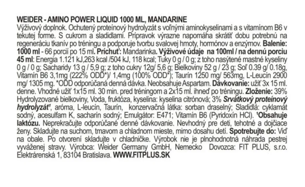 Stop au Catabolisme avec Weider Amino Power Liquid 1000ml Haute Qualité