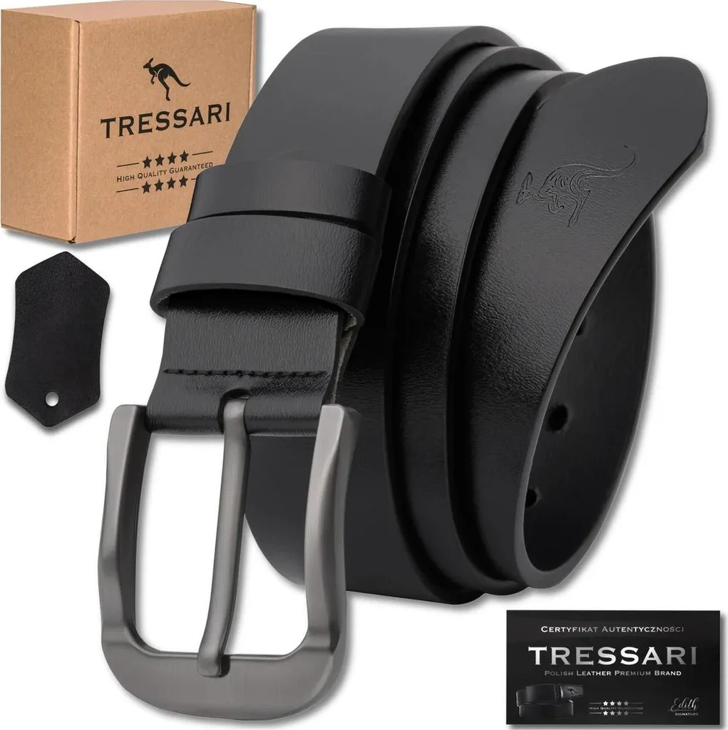 Cintura TRESSARI 125 cm Pelle Nera Naturale per Jeans e Chino