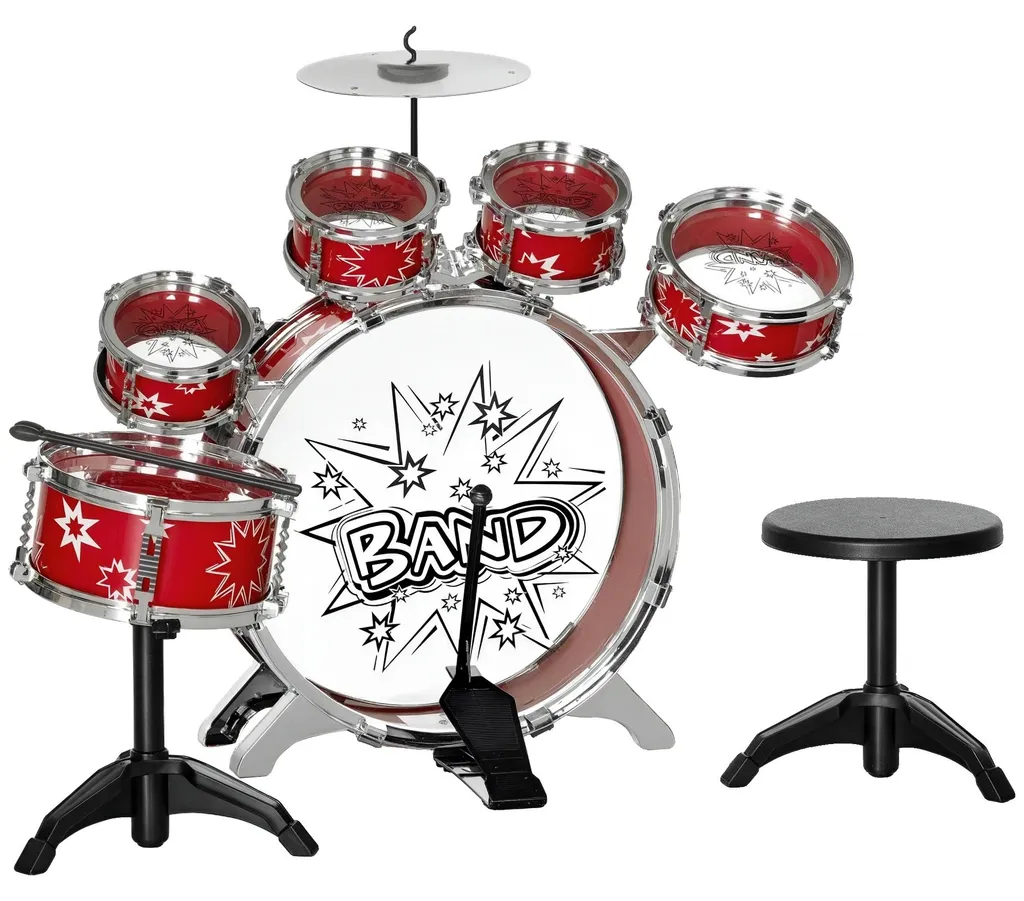 Batterie enfant rouge design étoiles - Sonorité stable et look unique