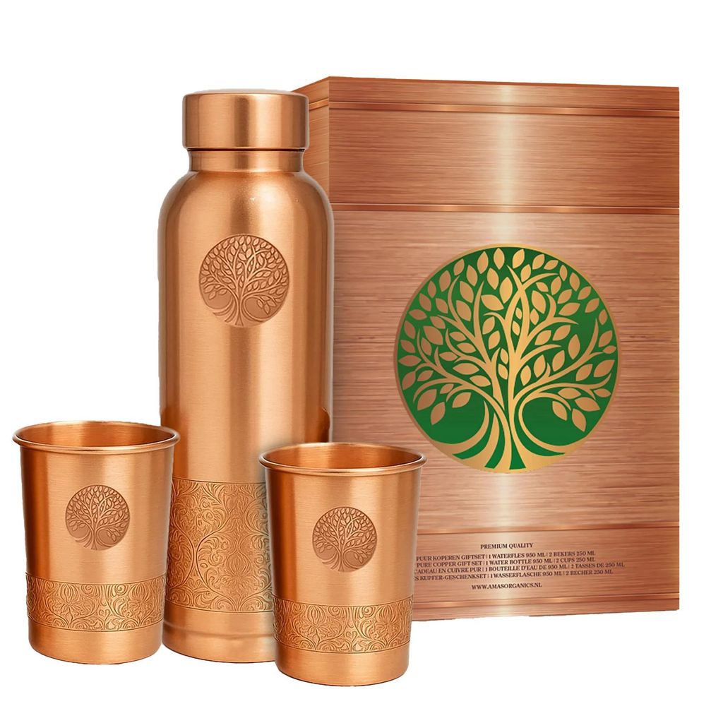 Amas Organics | 100 % Reines Kupfer-Geschenkset | Produktbild 