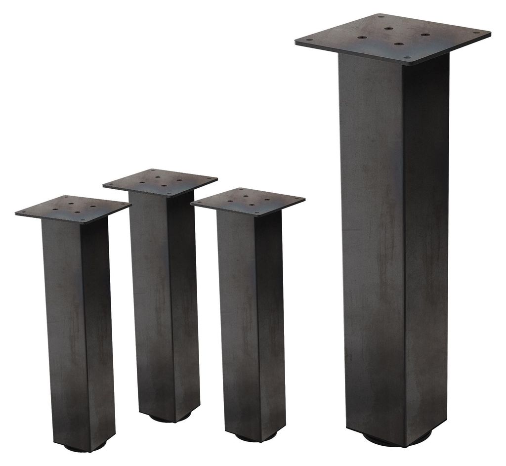 ML-Design 4er Set Tischbeine I-Design 42 cm Industrial, Tischgestell aus Metall pulverbeschichteter Stahl Profil 8x8 cm höhenverstellbare Möbelf...
