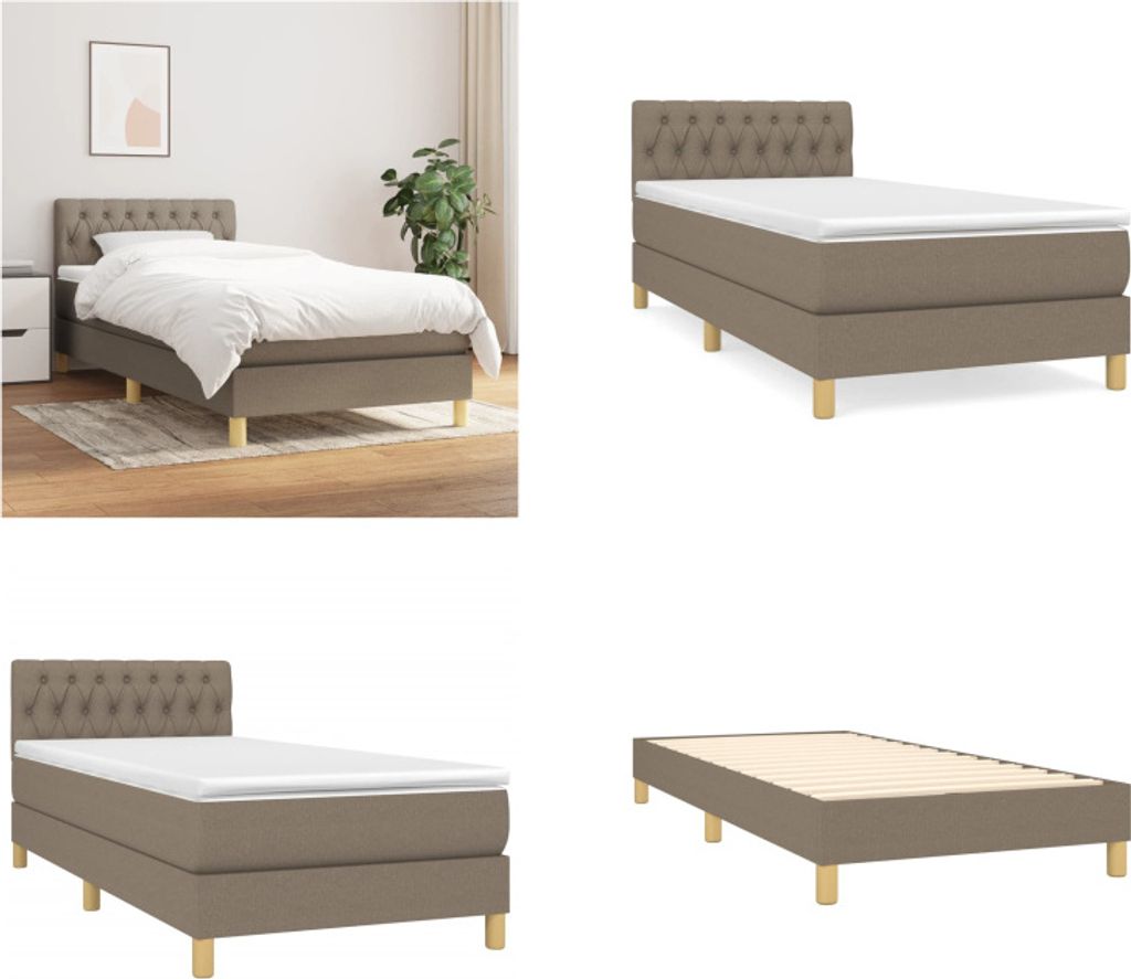 vidaXL Boxspringbett mit Matratze Taupe 90x200 cm Stoff - Boxspringbett - Boxspringbetten - Bett - Schlafzimmermöbel