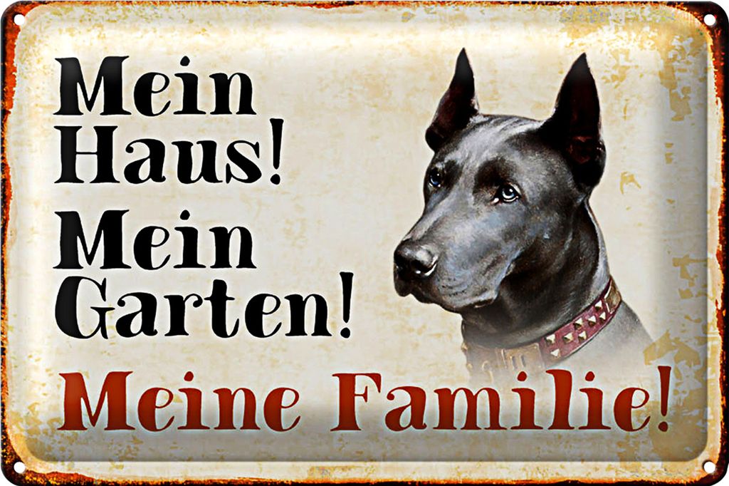 Blechschild Dobermann 30x20cm mein Haus mein Garten Familie