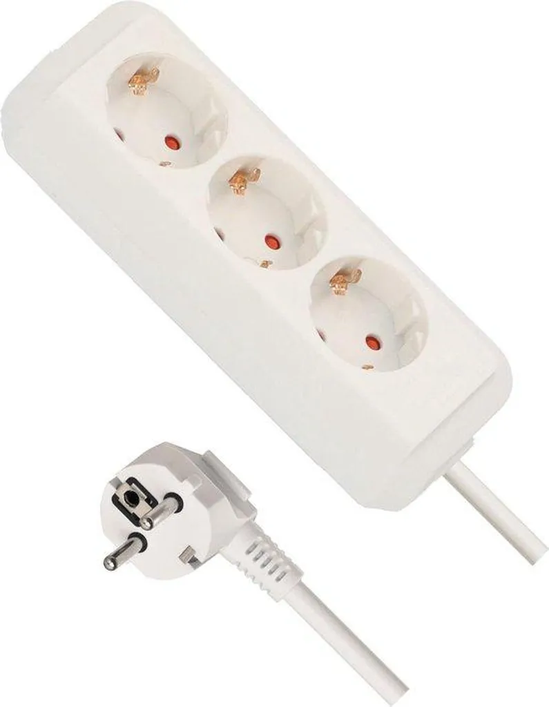 Bloc multiprise 3 plots 3 mètres blanc avec protection parafoudre 16A