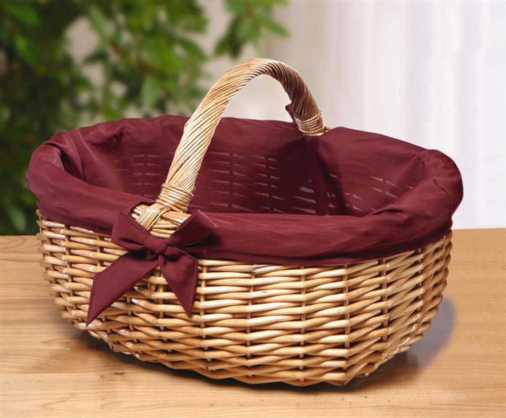 Einkaufskorb aus Weide, 47x36 cm groß, mit roter Produktbild 