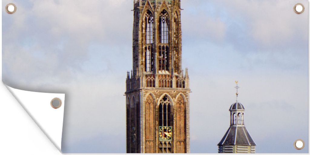 MuchoWow 60x30 cm Outdoor-Poster Gartendeko Sichtschutz Garten Poster für den Garten Domturm - Wolken - Utrecht