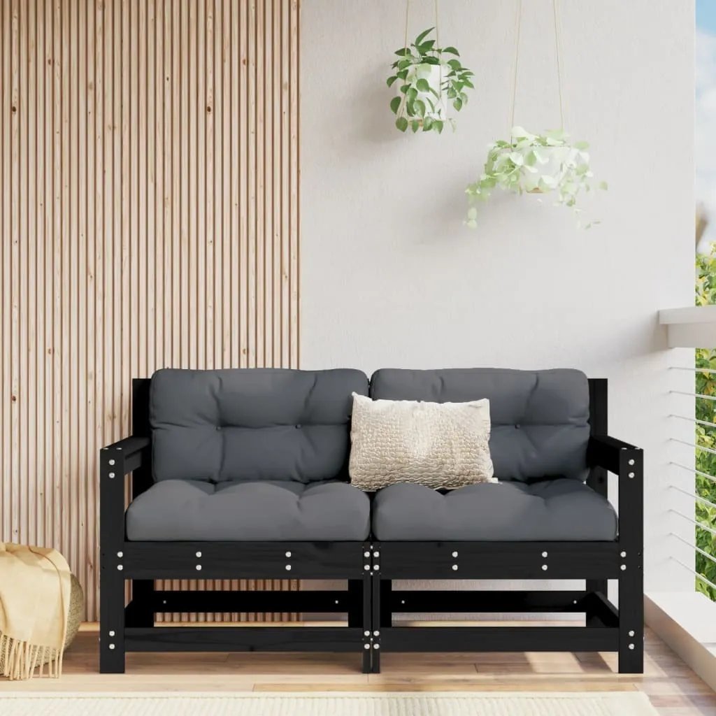 Divani Angolari Outdoor in Legno di Pino Nero - 2 Pezzi Modular - 2